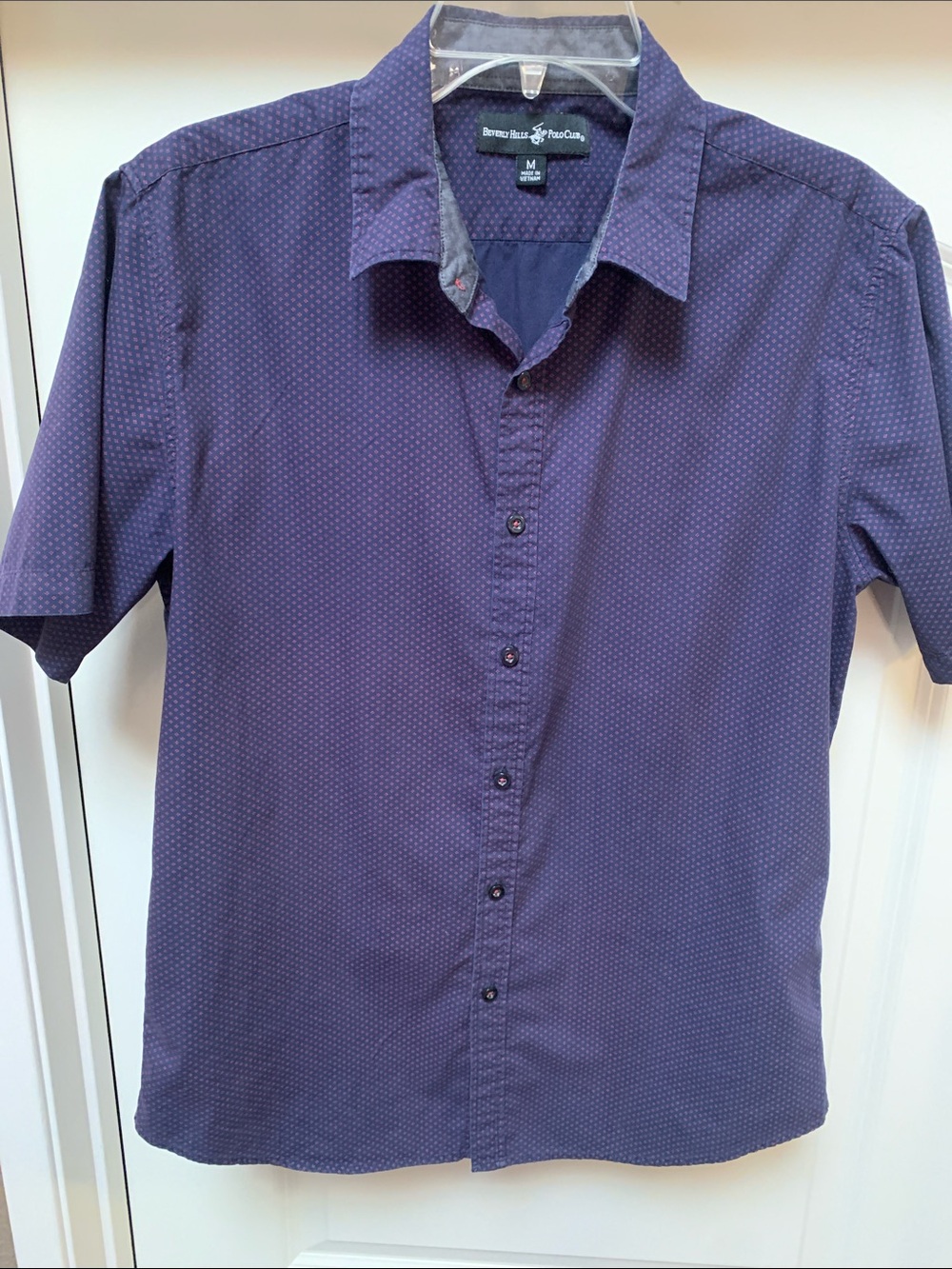 Beverly Hills Polo Club Men's Short-Sleeve Button-Up Shirt - Navy Blue